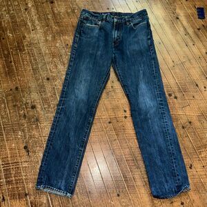 J Crew dark wash straight leg 31x30 normcore luxe distressed jeans
